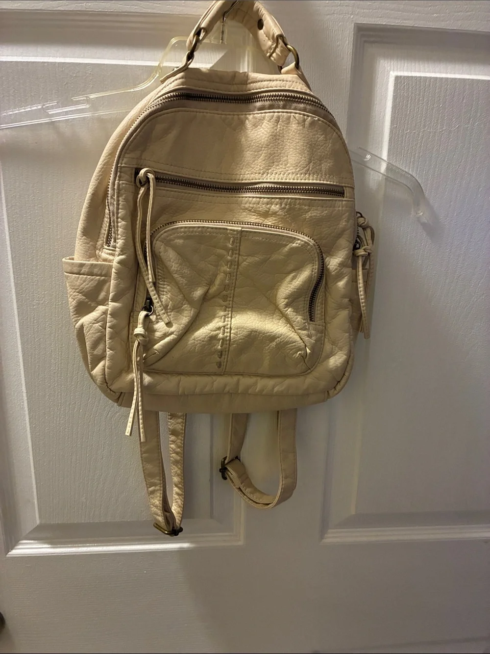 Unbranded Compact Cream Mini Backpack probably pebbled vegan leather everyday